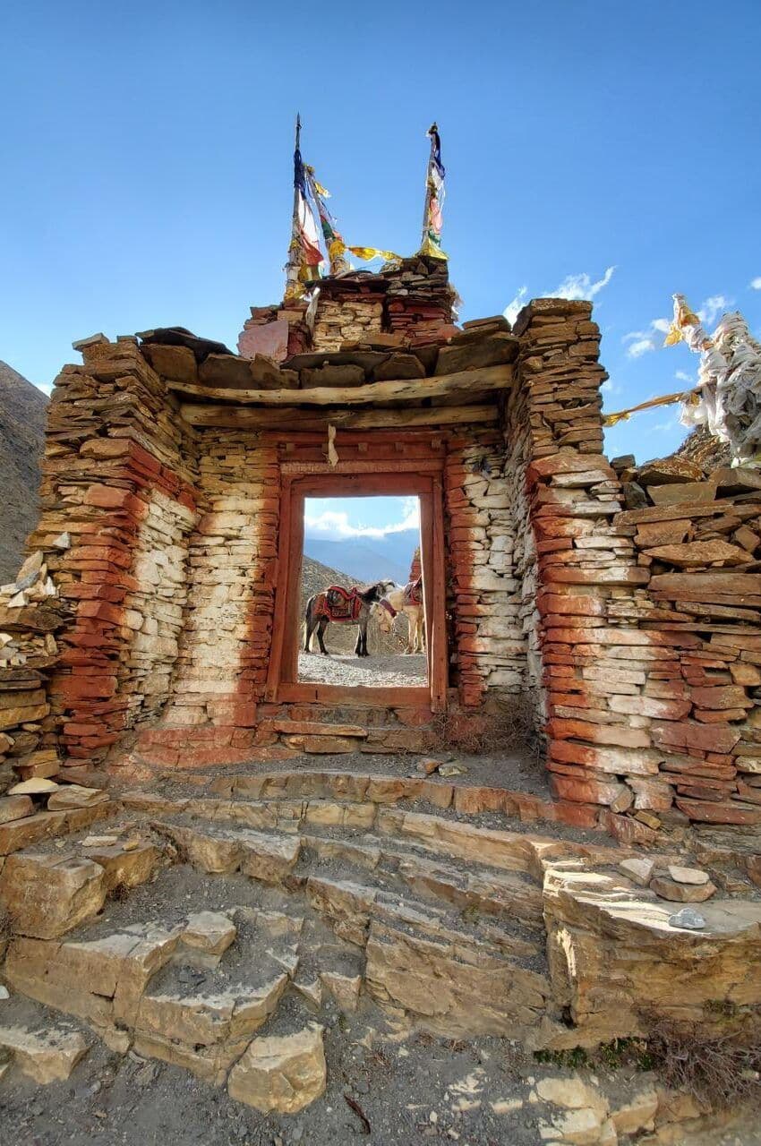 Chorten gateway in a Mustang village