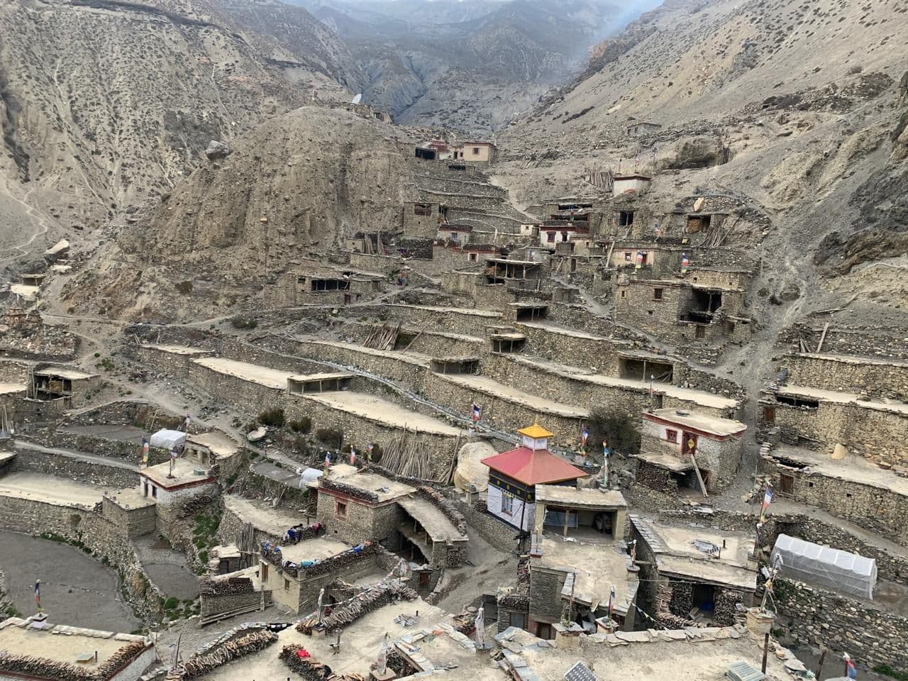 Stone houses of a terraced village in Nar Phu